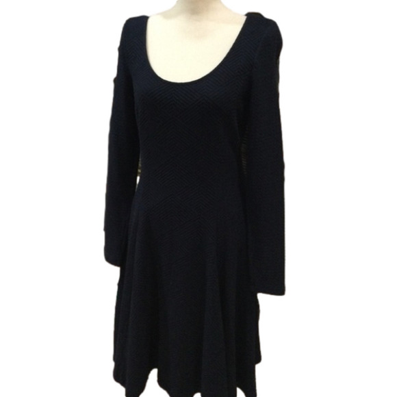 Anthropologie Maeve Sasha Knit Textured Long Sleeve Navy Dress, Size Medium - Picture 2 of 13